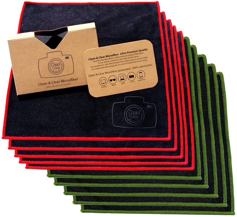 Clean & Clear Microfiber Cleaning Cloth, Extra Large [10 Pack] Ultra Premium Microfiber Cleaning Cloth - Microfiber Cloth for Camera Lens, Glasses, Screens, and All Lens. - Image 1